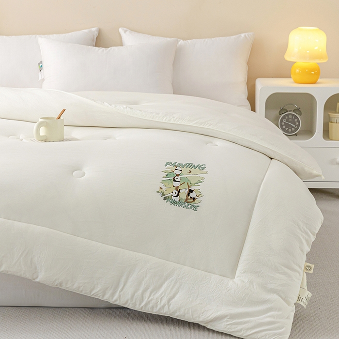 91家纺网 家纺一手货源 找家纺 帕芬鸟家纺 2025新款超柔水洗棉大豆被子被芯 米白色