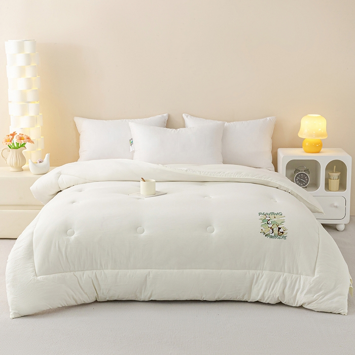 91家纺网 家纺一手货源 找家纺 帕芬鸟家纺 2025新款超柔水洗棉大豆被子被芯 米白色