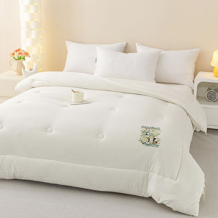 91家纺网 家纺一手货源 找家纺 帕芬鸟家纺 2025新款超柔水洗棉大豆被子被芯 米白色