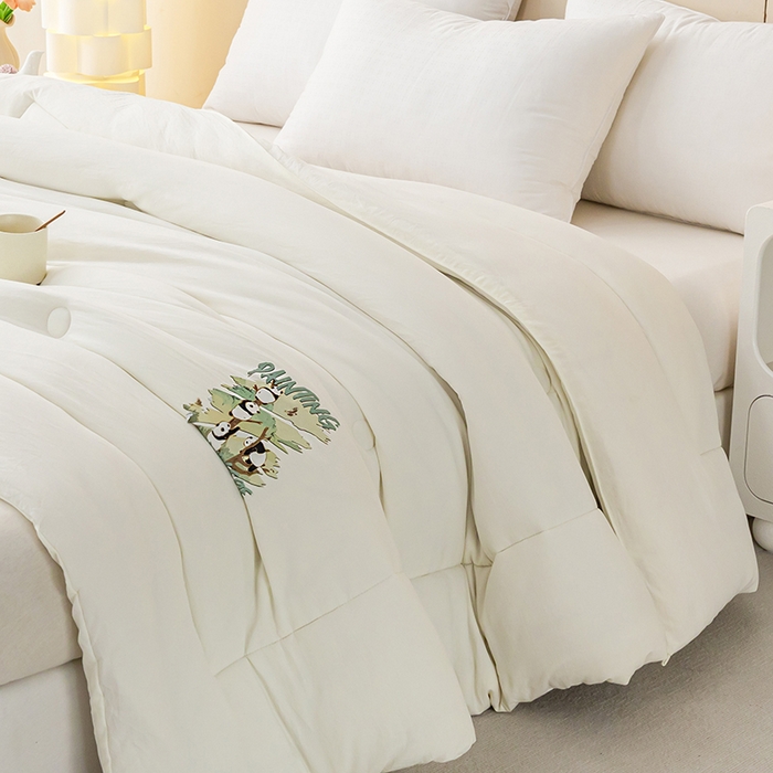 91家纺网 家纺一手货源 找家纺 帕芬鸟家纺 2025新款超柔水洗棉大豆被子被芯 米白色