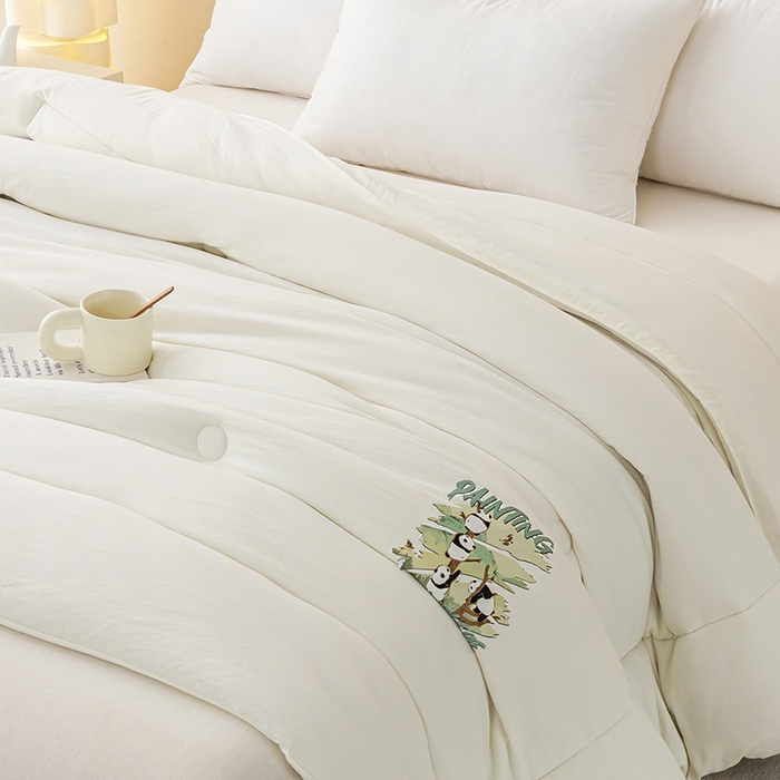 91家纺网 家纺一手货源 找家纺 帕芬鸟家纺 2025新款超柔水洗棉大豆被子被芯 米白色