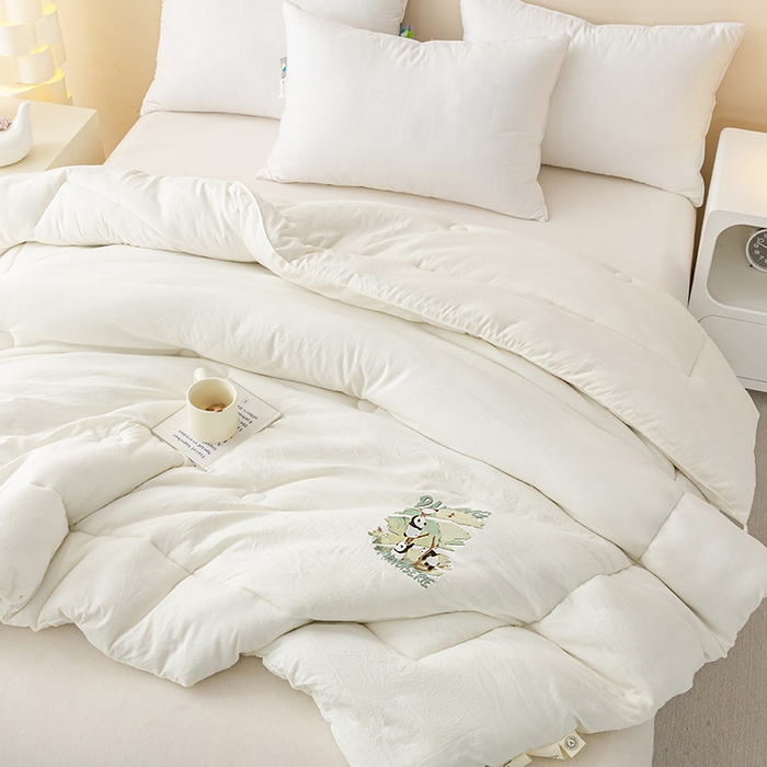 91家纺网 家纺一手货源 找家纺 帕芬鸟家纺 2025新款超柔水洗棉大豆被子被芯 米白色