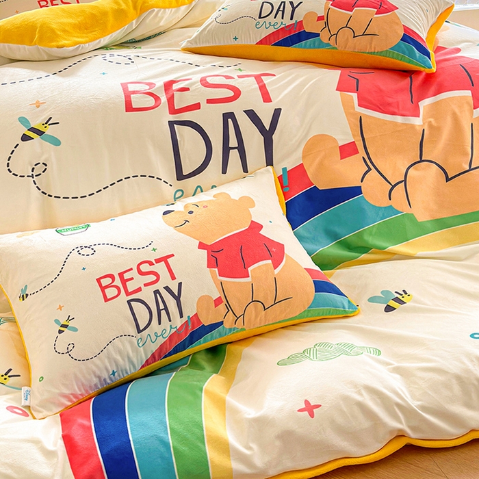 91家纺网 家纺一手货源 找家纺 ds生活馆 2026新款大版卡通水晶绒牛奶绒单被套 维尼小熊