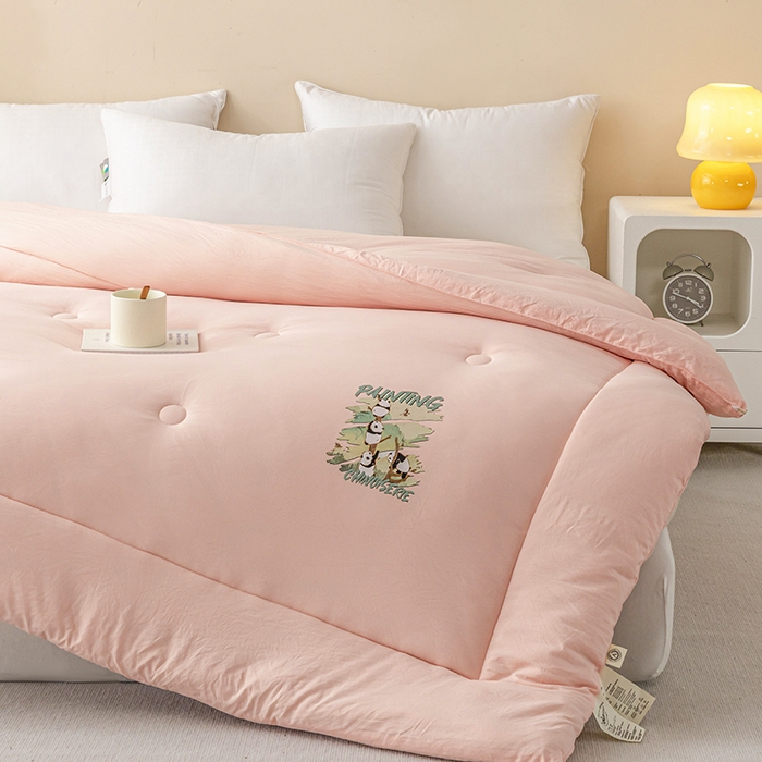 91家纺网 家纺一手货源 找家纺 帕芬鸟家纺 2025新款超柔水洗棉大豆被子被芯 玉色