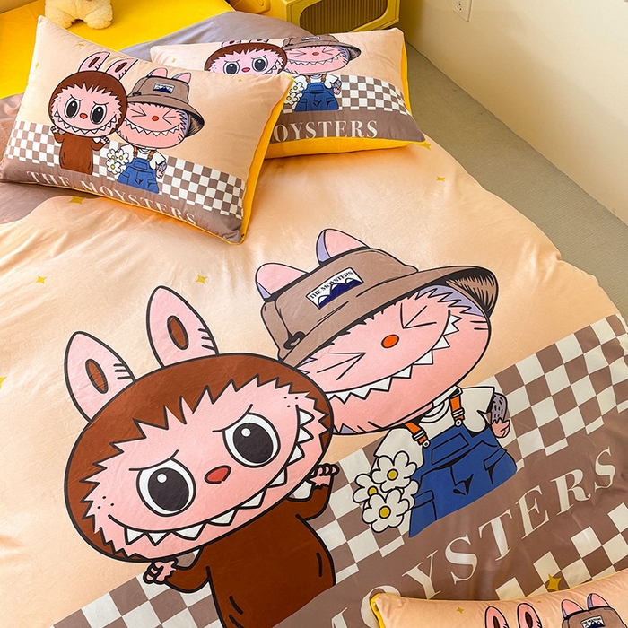 91家纺网 家纺一手货源 找家纺 ds生活馆 2026新款大版卡通水晶绒牛奶绒单被套 小春野