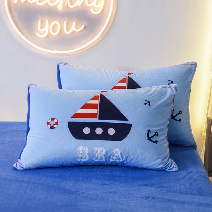 91家纺网 家纺一手货源 找家纺 ds生活馆 2026新款大版卡通水晶绒牛奶绒单被套 小帆船