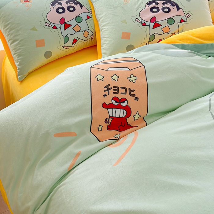 91家纺网 家纺一手货源 找家纺 ds生活馆 2026新款大版卡通水晶绒牛奶绒单被套 小新