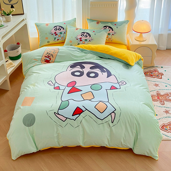 91家纺网 家纺一手货源 找家纺 ds生活馆 2026新款大版卡通水晶绒牛奶绒单被套 小新