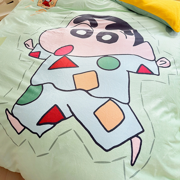 91家纺网 家纺一手货源 找家纺 ds生活馆 2026新款大版卡通水晶绒牛奶绒单被套 小新