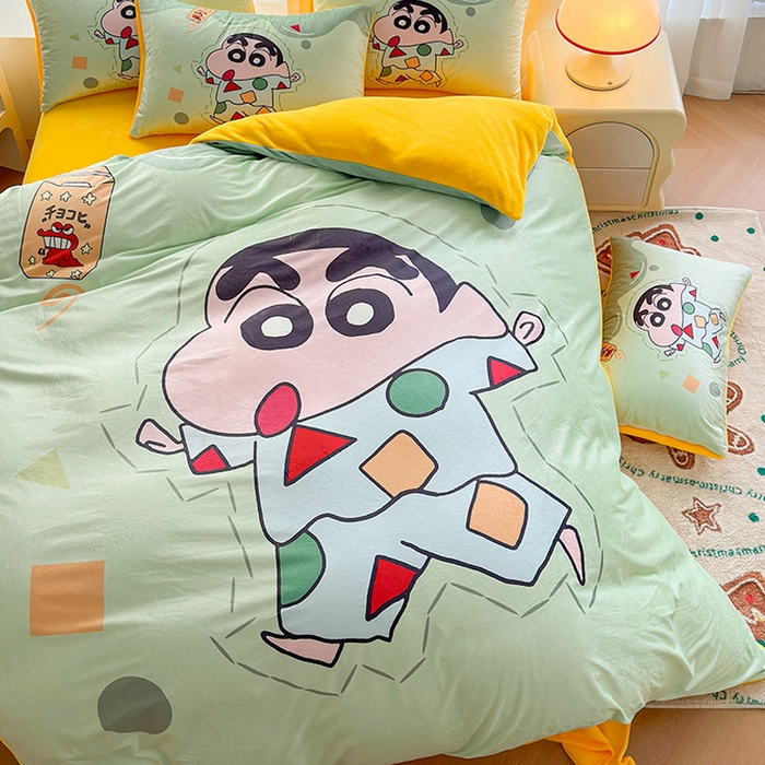 91家纺网 家纺一手货源 找家纺 ds生活馆 2026新款大版卡通水晶绒牛奶绒单被套 小新