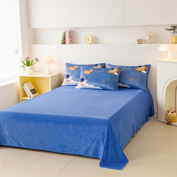 91家纺网 家纺一手货源 找家纺 ds生活馆 2026新款大版卡通水晶绒牛奶绒单被套 宇航员