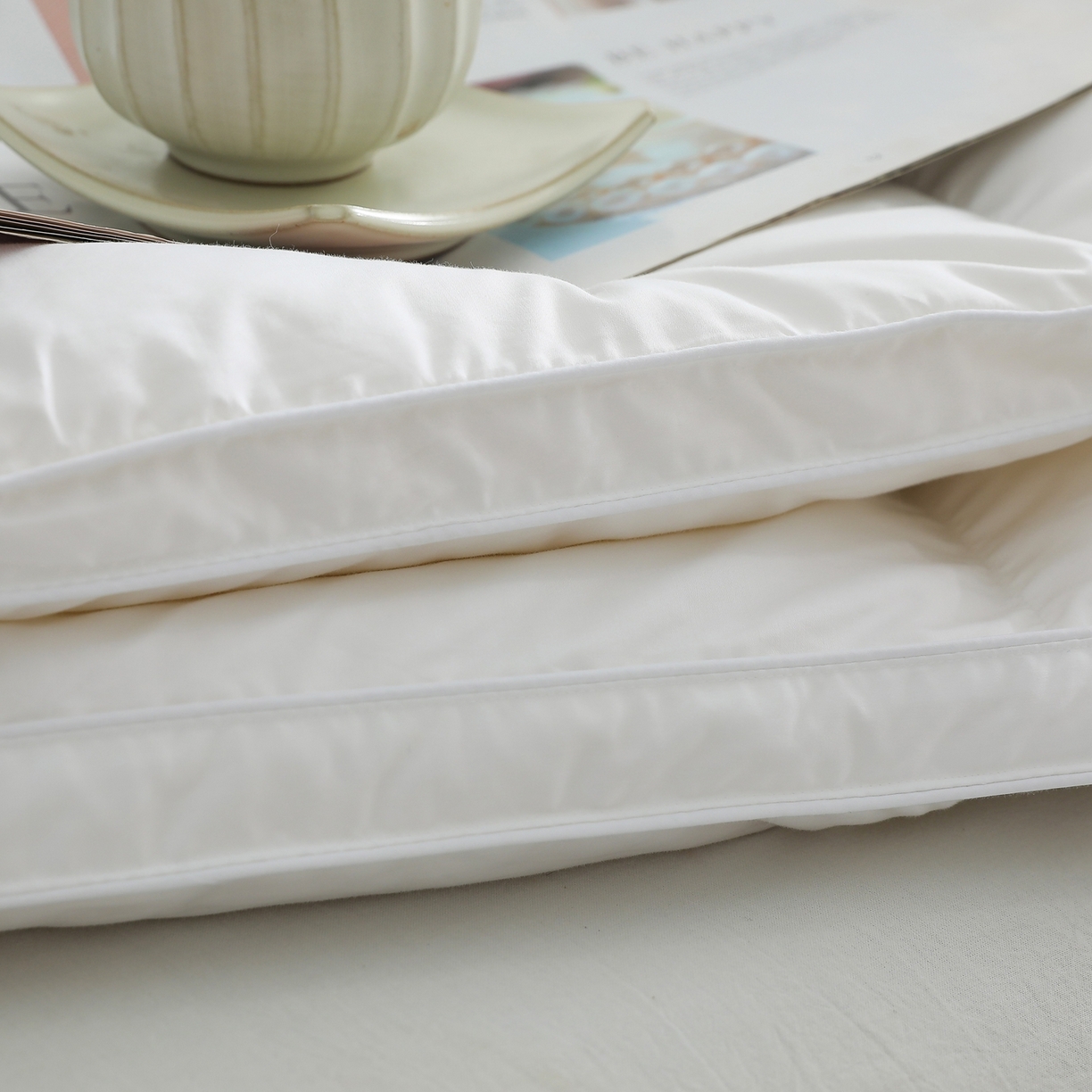 91家纺网 家纺一手货源 找家纺 傲蕾良品 2025新款国货之光华西医学“助眠一号”柔赛丝95%白鹅绒被 白苏