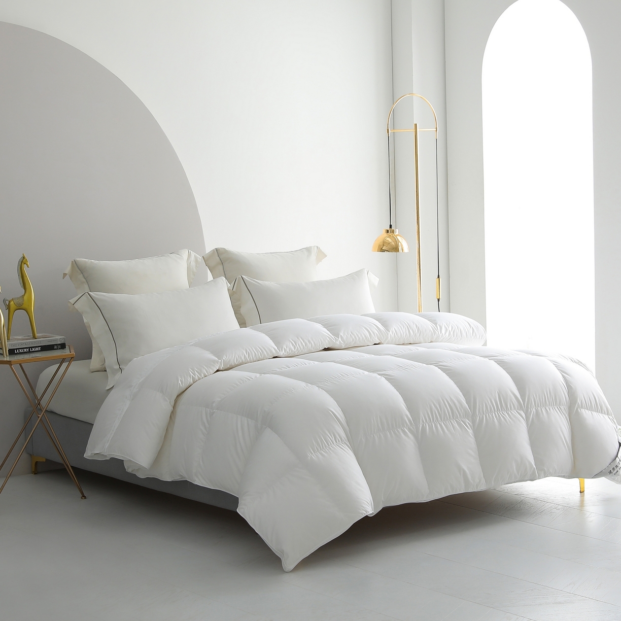 91家纺网 家纺一手货源 找家纺 傲蕾良品 2025新款国货之光华西医学“助眠一号”柔赛丝95%白鹅绒被 白苏