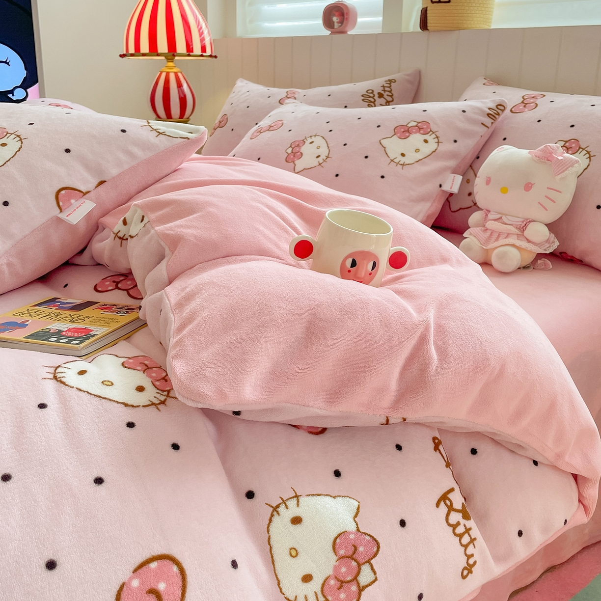 91家纺网 家纺一手货源 找家纺 （总）金爱家 2025新款A类正版三丽鸥授权卡通加厚高克重牛奶绒系列四件套