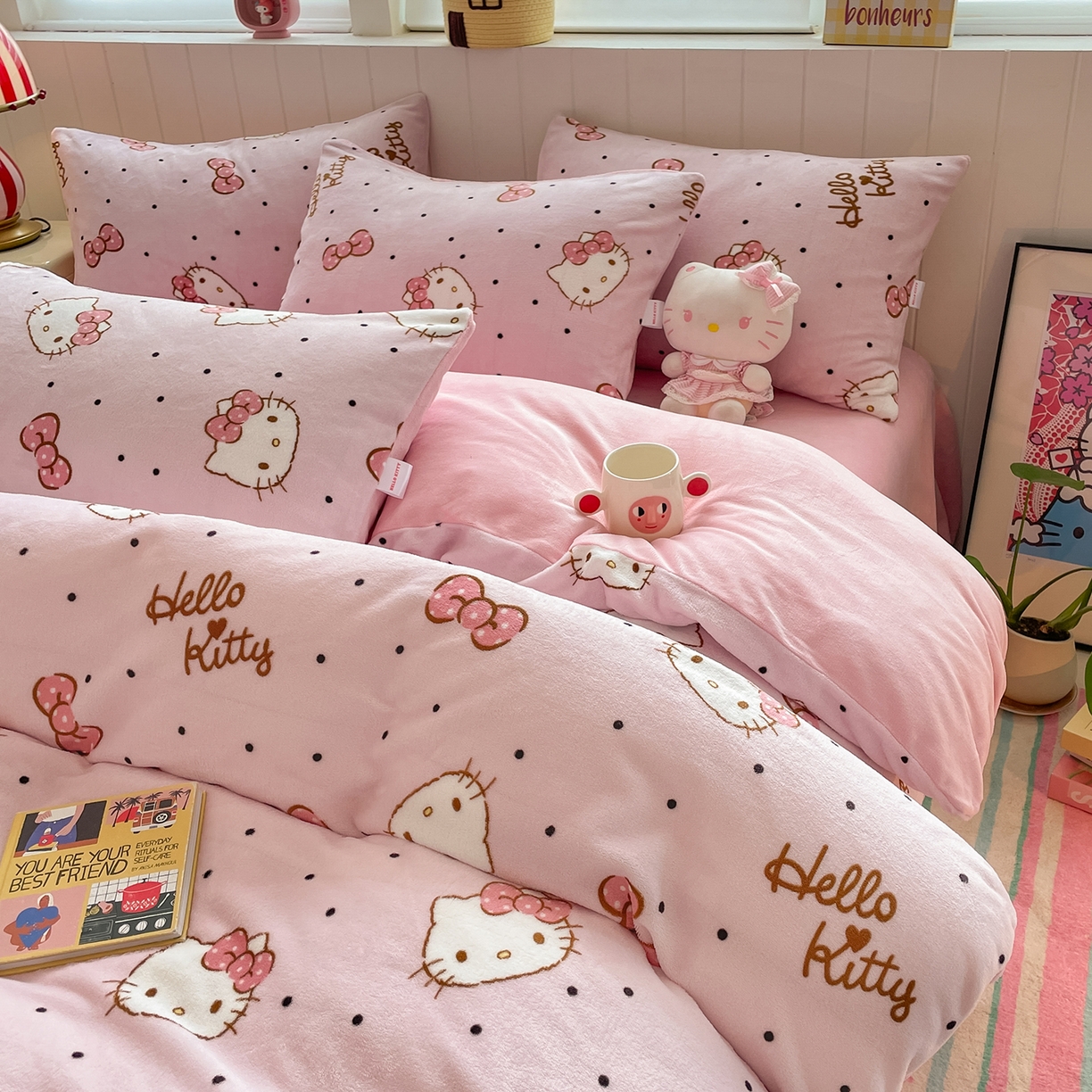 91家纺网 家纺一手货源 找家纺 （总）金爱家 2025新款A类正版三丽鸥授权卡通加厚高克重牛奶绒系列四件套