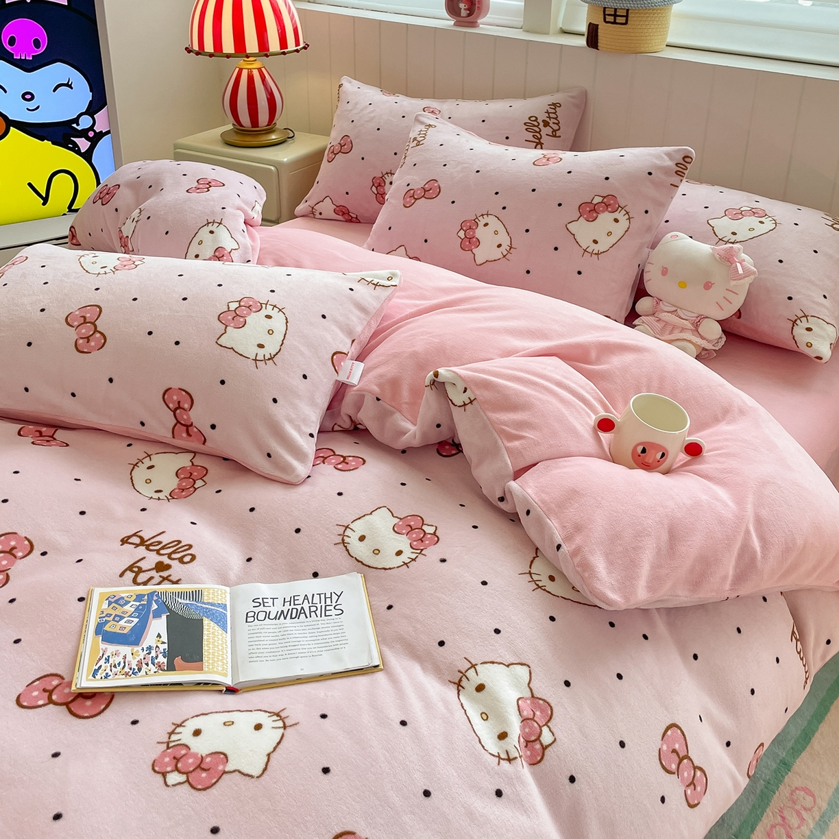 91家纺网 家纺一手货源 找家纺 （总）金爱家 2025新款A类正版三丽鸥授权卡通加厚高克重牛奶绒系列四件套