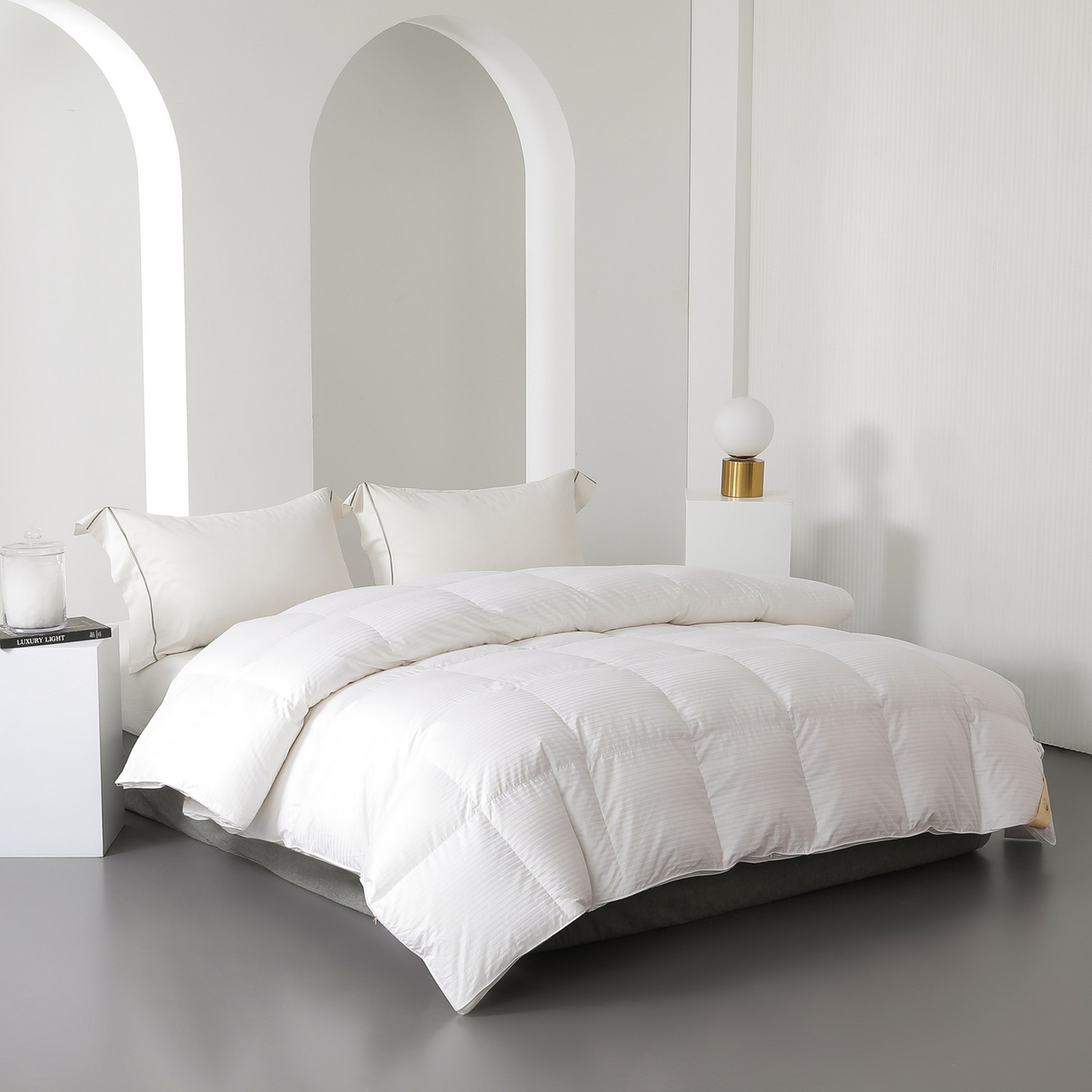 91家纺网 家纺一手货源 找家纺 傲蕾良品 2025新款私享级100支全棉提花95%白鹅绒被 布达佩斯