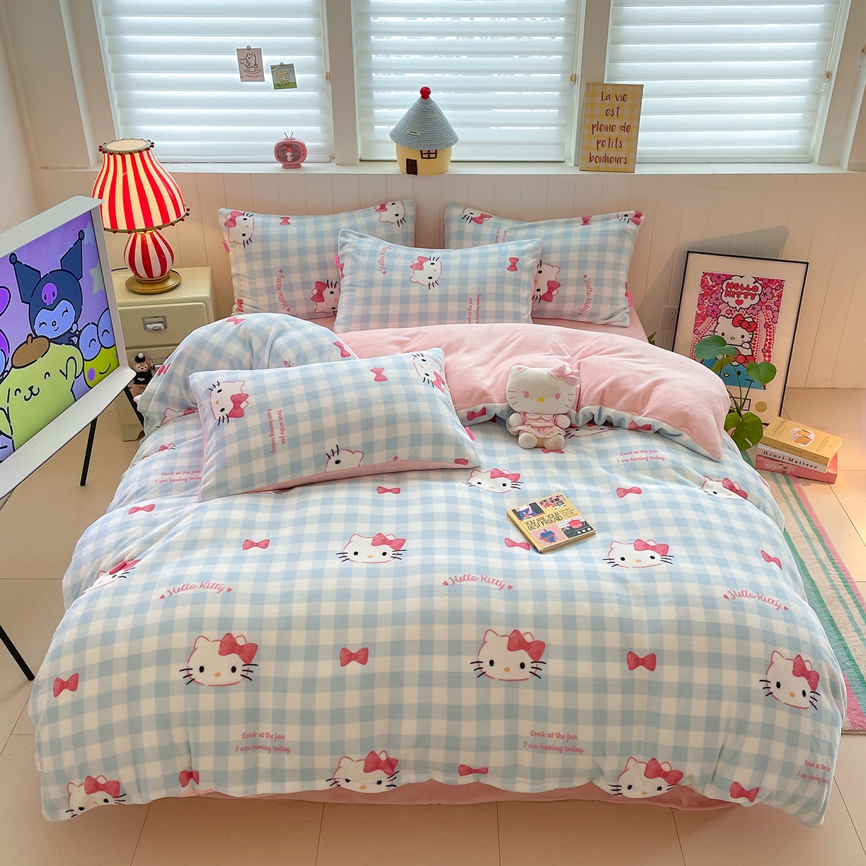 91家纺网 家纺一手货源 找家纺 （总）金爱家 2025新款A类正版三丽鸥授权卡通加厚高克重牛奶绒系列四件套