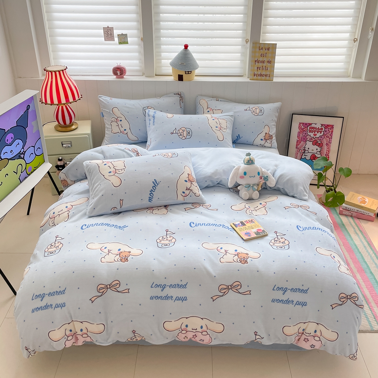 91家纺网 家纺一手货源 找家纺 （总）金爱家 2025新款A类正版三丽鸥授权卡通加厚高克重牛奶绒系列四件套