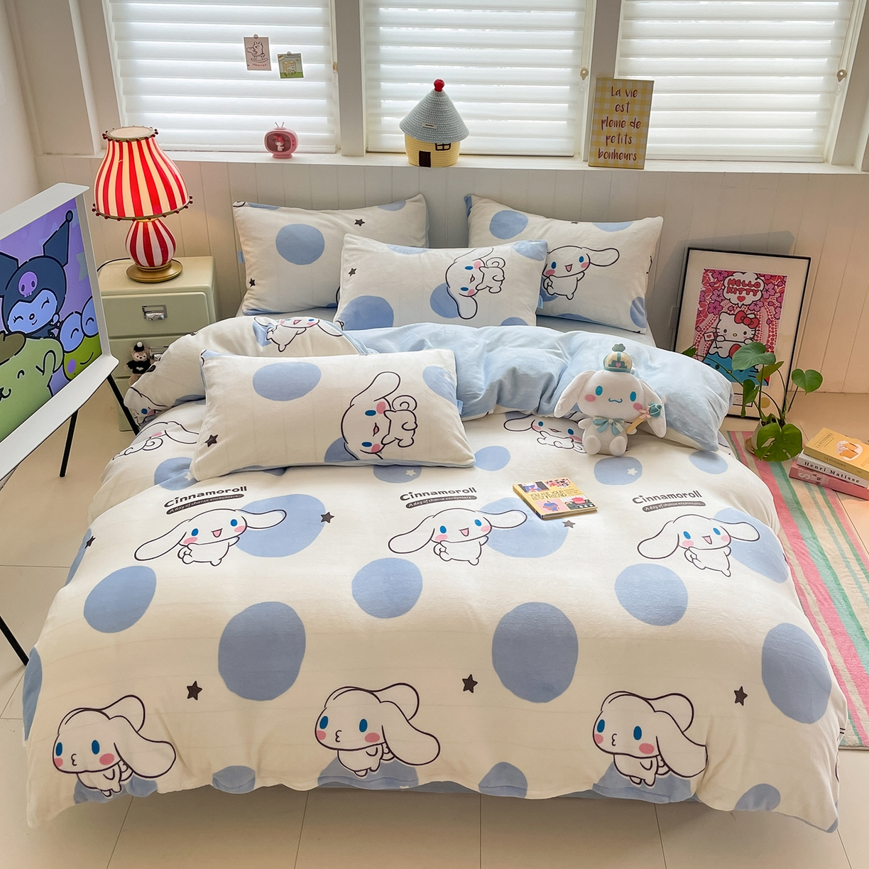 91家纺网 家纺一手货源 找家纺 （总）金爱家 2025新款A类正版三丽鸥授权卡通加厚高克重牛奶绒系列四件套