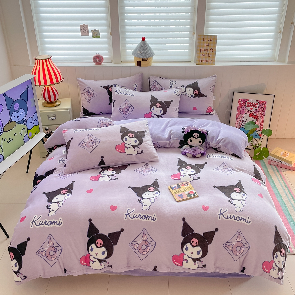 91家纺网 家纺一手货源 找家纺 （总）金爱家 2025新款A类正版三丽鸥授权卡通加厚高克重牛奶绒系列四件套