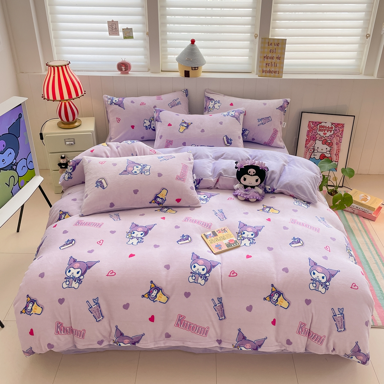 91家纺网 家纺一手货源 找家纺 （总）金爱家 2025新款A类正版三丽鸥授权卡通加厚高克重牛奶绒系列四件套