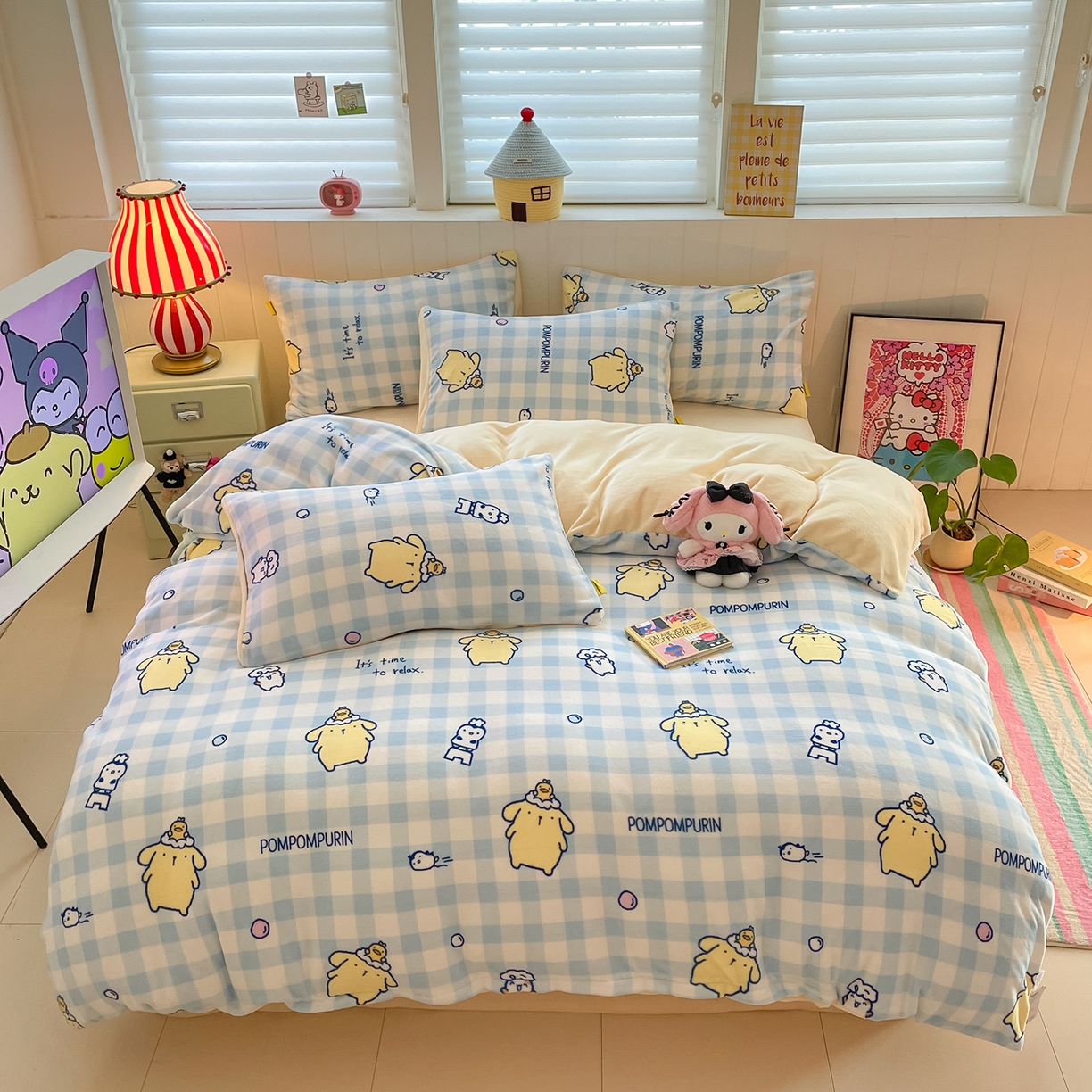 91家纺网 家纺一手货源 找家纺 （总）金爱家 2025新款A类正版三丽鸥授权卡通加厚高克重牛奶绒系列四件套