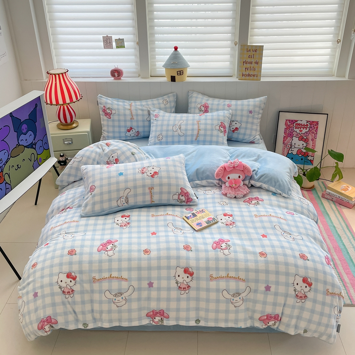 91家纺网 家纺一手货源 找家纺 （总）金爱家 2025新款A类正版三丽鸥授权卡通加厚高克重牛奶绒系列四件套