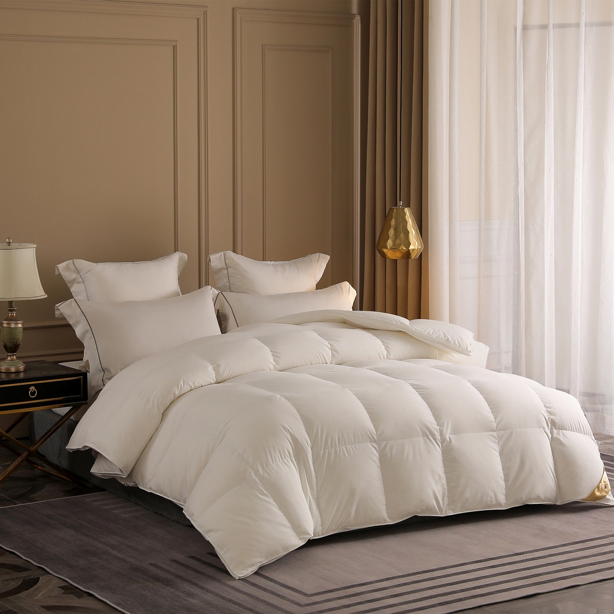 91家纺网 家纺一手货源 找家纺 傲蕾良品 2025新款臻享级天丝磨毛95%白鹅绒被 檀香山