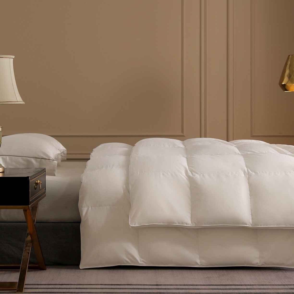 91家纺网 家纺一手货源 找家纺 傲蕾良品 2025新款臻享级天丝磨毛95%白鹅绒被 檀香山