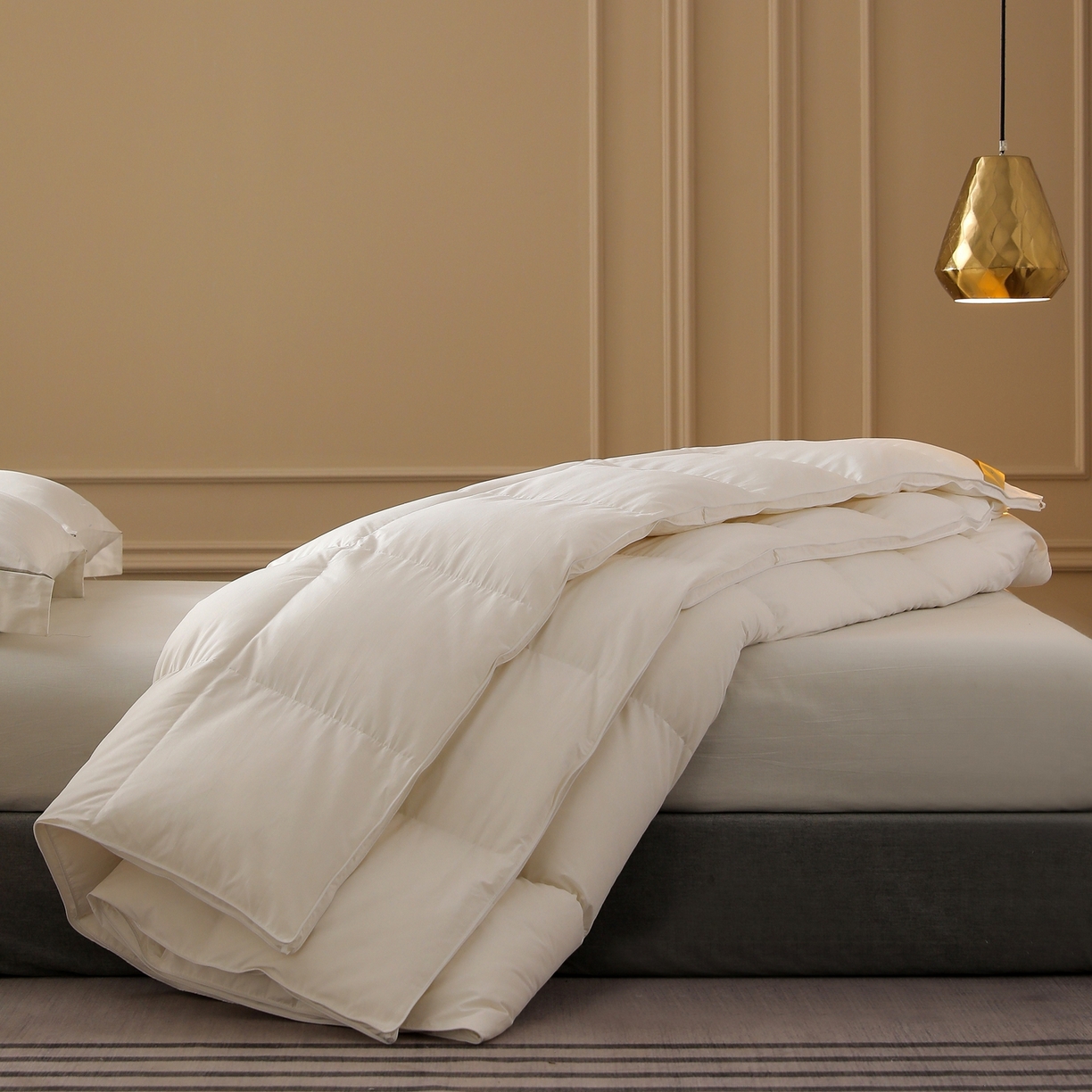 91家纺网 家纺一手货源 找家纺 傲蕾良品 2025新款臻享级天丝磨毛95%白鹅绒被 檀香山