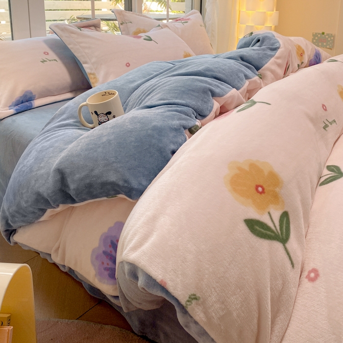 91家纺网 家纺一手货源 找家纺 喜梦缘家纺 2025新款小版牛奶绒印花四件套系列 郁金香