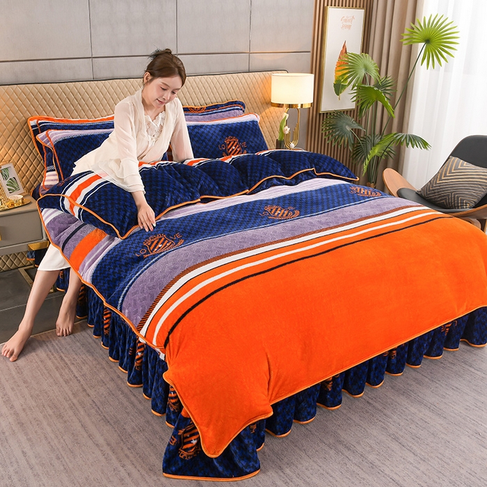 91家纺网 家纺一手货源 找家纺 牵依 2025新款金貂绒四件套牛奶绒四件套休闲时光