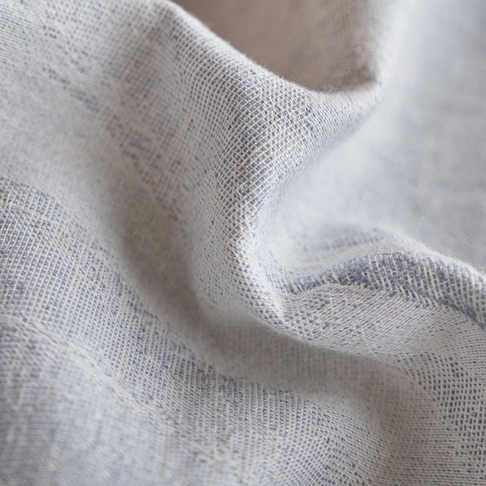 91家纺网 家纺一手货源 找家纺 宜代光年 2025新款亚麻大提花贡缎磨毛四件套-侘寂风（拼角款）-云千 云千-鲜蓝