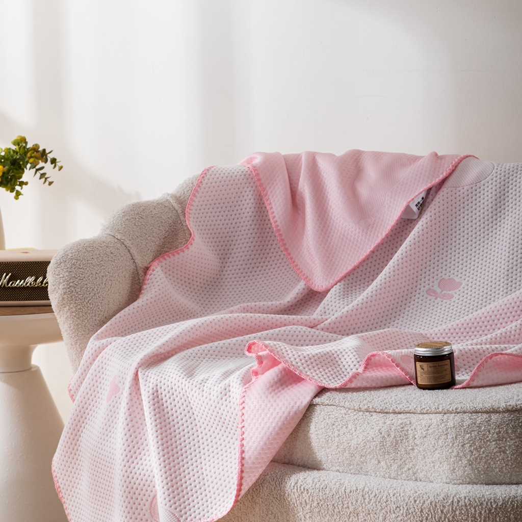 观月轩家纺 2025新款针织棉冰感夏被夏凉被空调被系列 卡皮巴拉-藕粉色