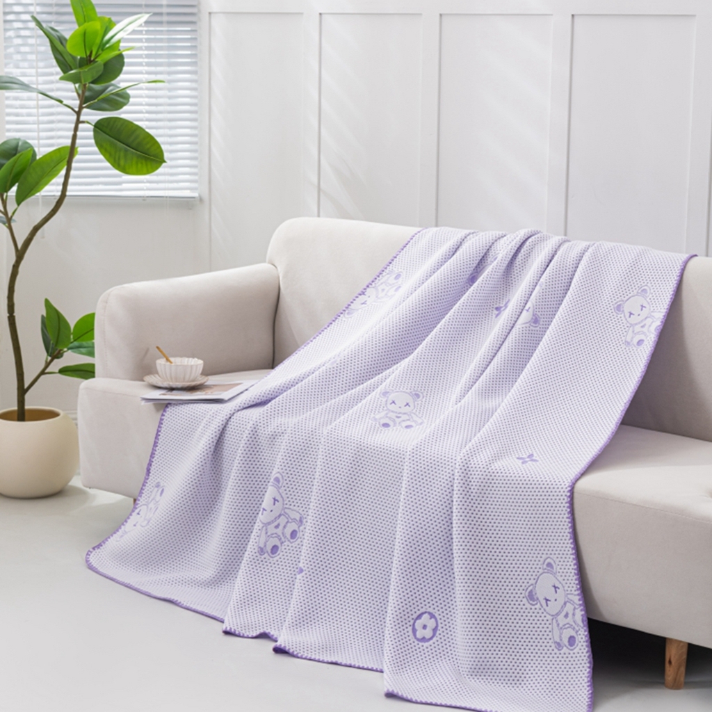 91家纺网 家纺一手货源 找家纺 观月轩家纺 2025新款针织棉冰感夏被夏凉被空调被系列 暴力熊-千黛紫