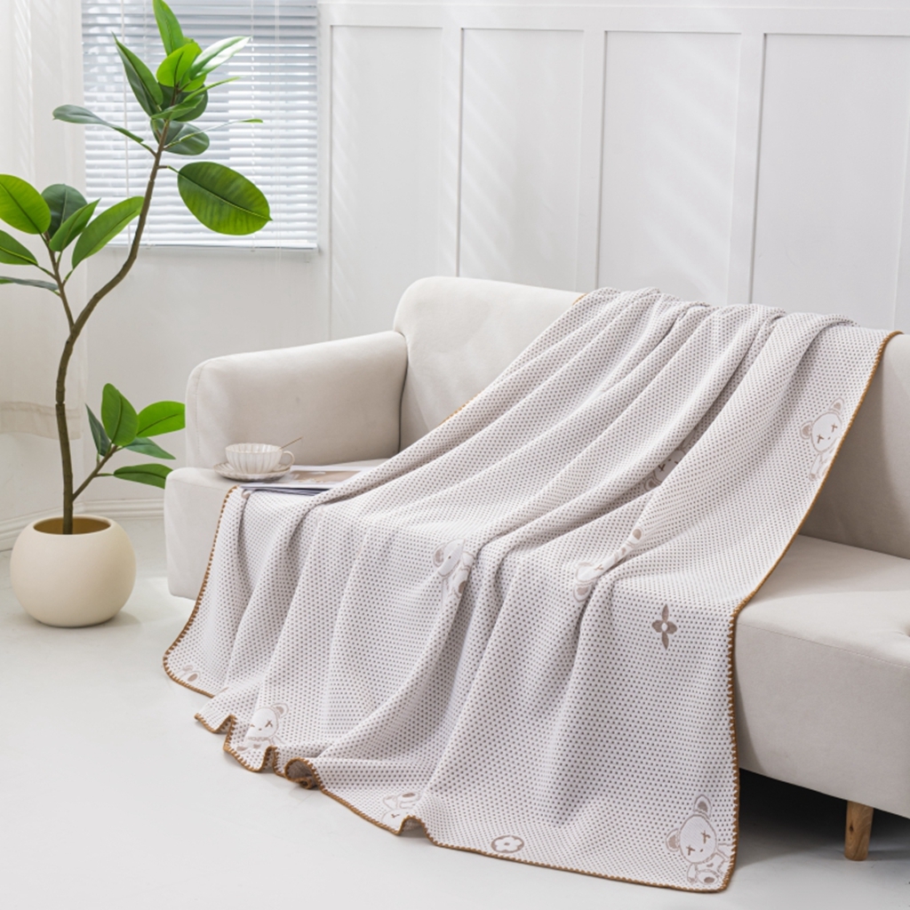 91家纺网 家纺一手货源 找家纺 观月轩家纺 2025新款针织棉冰感夏被夏凉被空调被系列 暴力熊-浅咖色