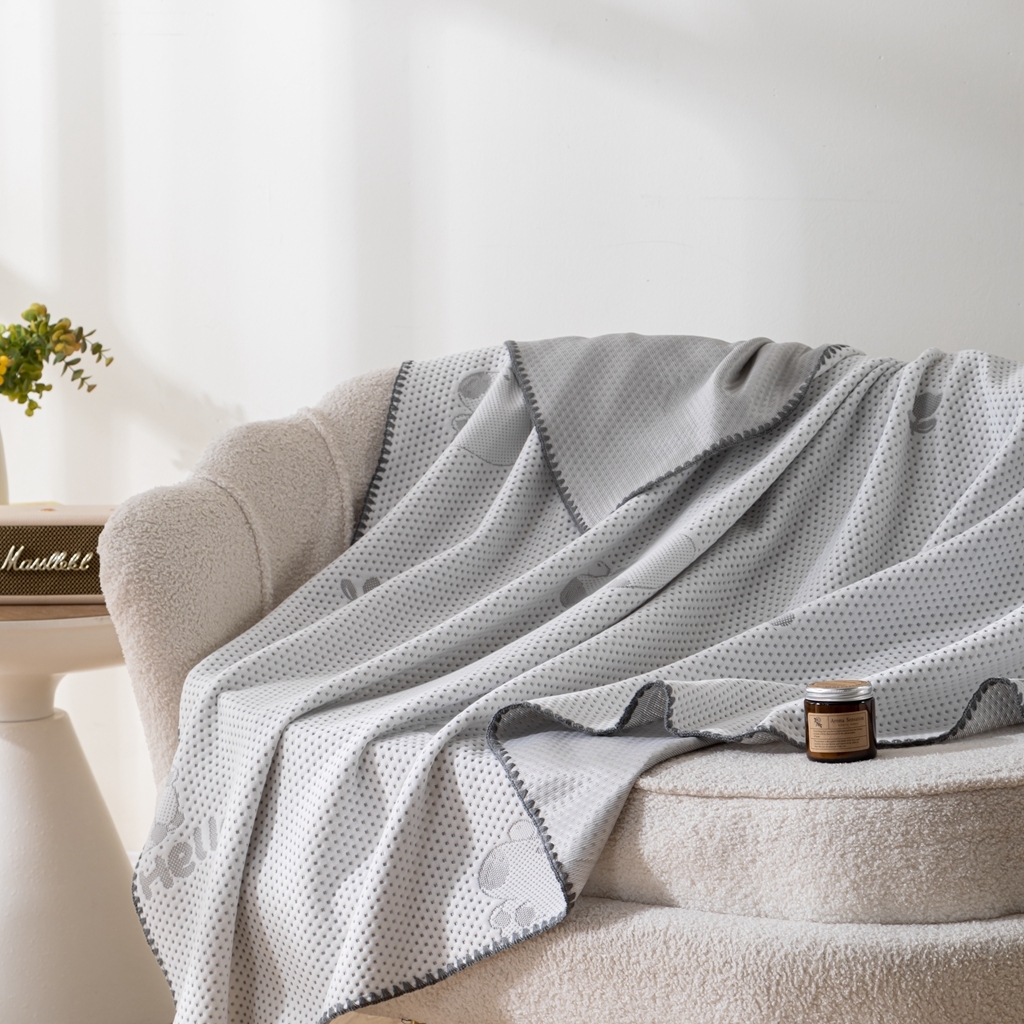 观月轩家纺 2025新款针织棉冰感夏被夏凉被空调被系列 卡皮巴拉-浅灰色