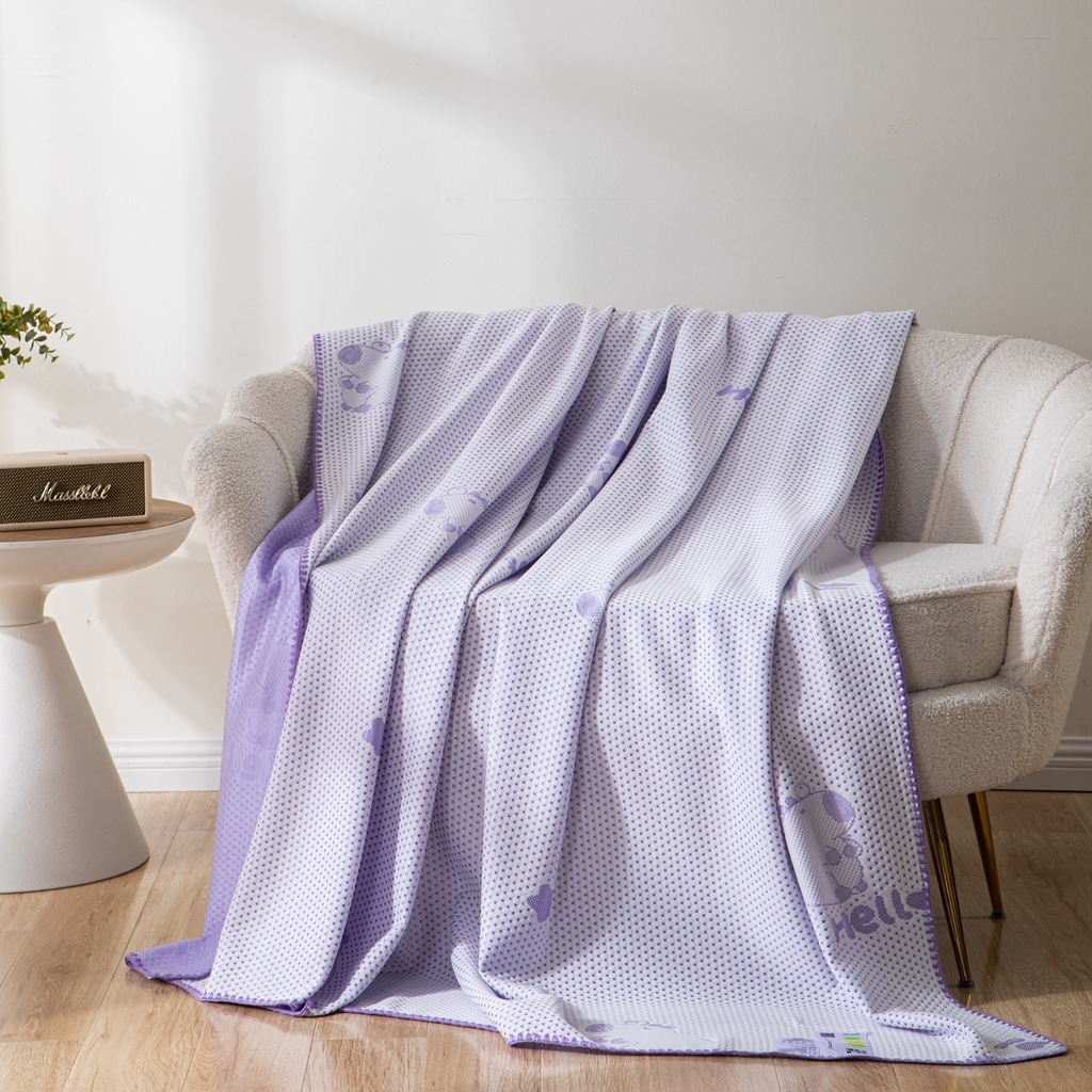 91家纺网 家纺一手货源 找家纺 观月轩家纺 2025新款针织棉冰感夏被夏凉被空调被系列 卡皮巴拉-千黛紫