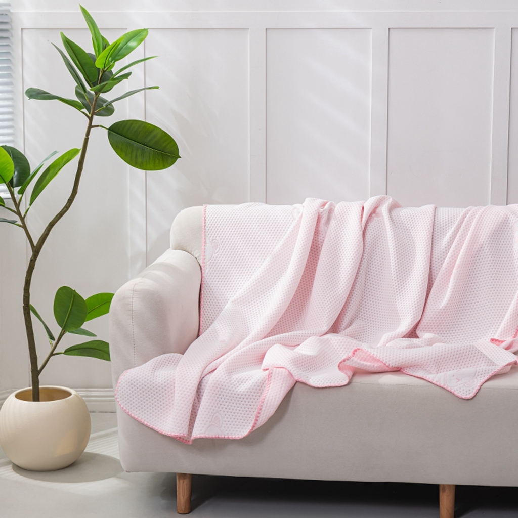 观月轩家纺 2025新款针织棉冰感夏被夏凉被空调被系列 暴力熊-藕粉色