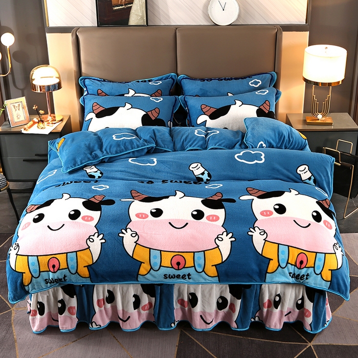 91家纺网 家纺一手货源 找家纺 牵依 2025新款金貂绒四件套牛奶绒四件套发财牛牛