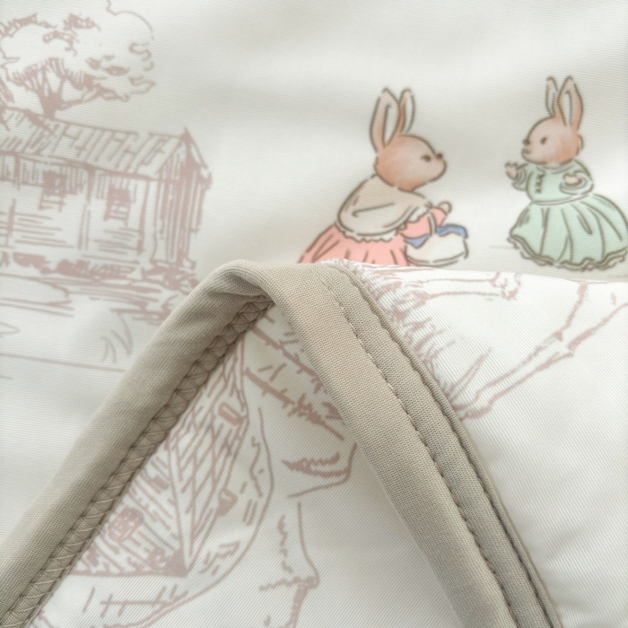 91家纺网 家纺一手货源 找家纺 观月轩家纺 2025新款亲肤舒适凉感丝夏被夏凉被空调被 彼得兔庄园-咖