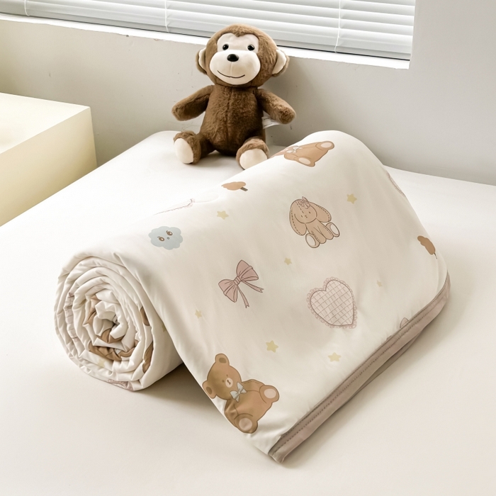 91家纺网 家纺一手货源 找家纺 观月轩家纺 2025新款亲肤舒适凉感丝夏被夏凉被空调被 快乐伙伴