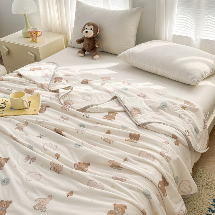 91家纺网 家纺一手货源 找家纺 观月轩家纺 2025新款亲肤舒适凉感丝夏被夏凉被空调被 快乐伙伴