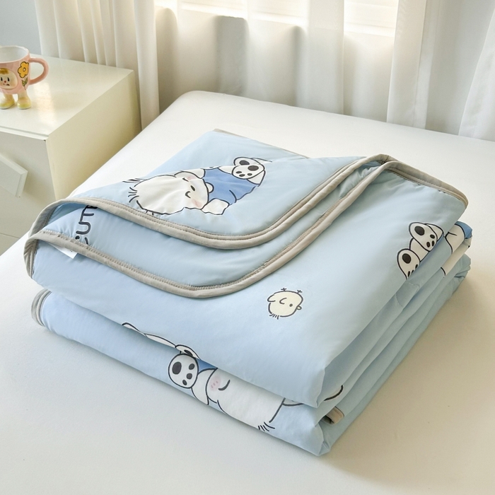 91家纺网 家纺一手货源 找家纺 观月轩家纺 2025新款亲肤舒适凉感丝夏被夏凉被空调被 欢乐狗-蓝