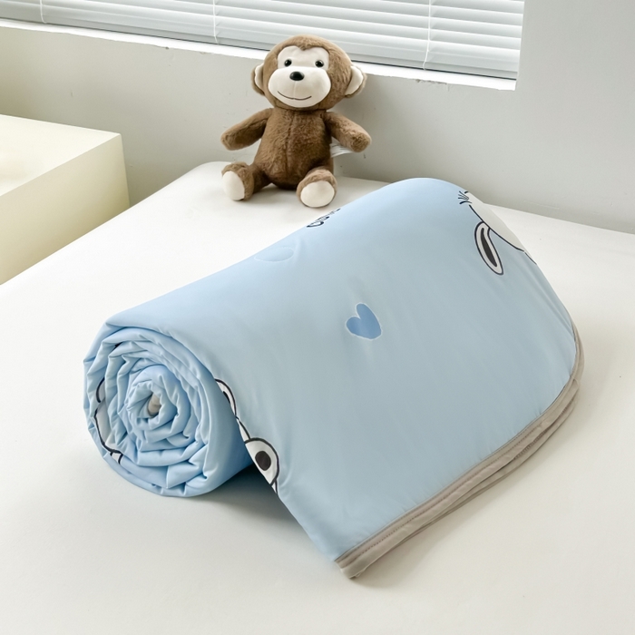 91家纺网 家纺一手货源 找家纺 观月轩家纺 2025新款亲肤舒适凉感丝夏被夏凉被空调被 欢乐狗-蓝