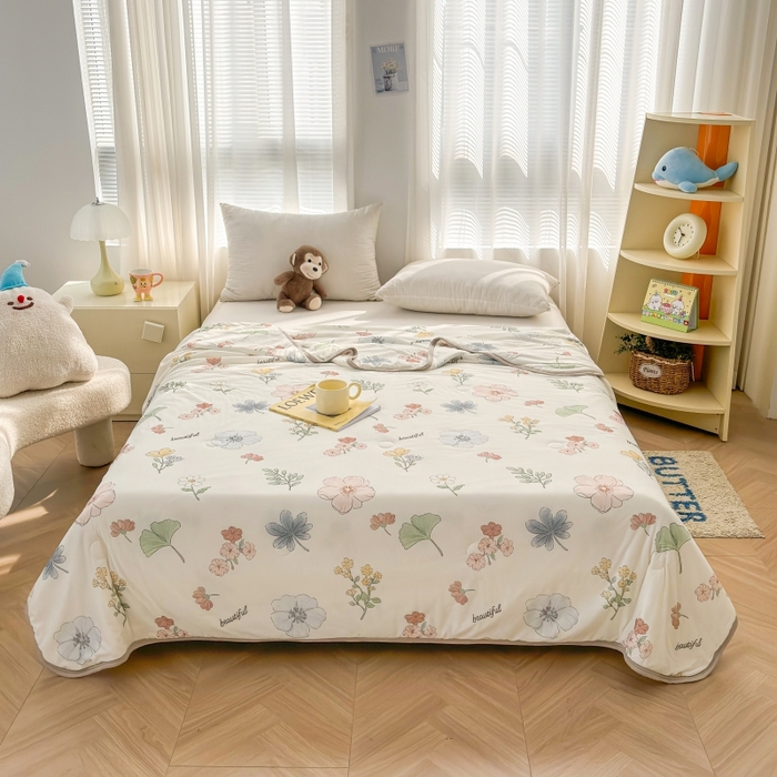 91家纺网 家纺一手货源 找家纺 观月轩家纺 2025新款亲肤舒适凉感丝夏被夏凉被空调被 遇见春天