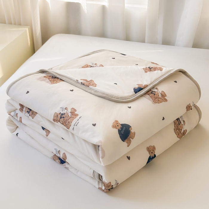 观月轩家纺 2025新款亲肤舒适凉感丝夏被夏凉被空调被 小熊警长