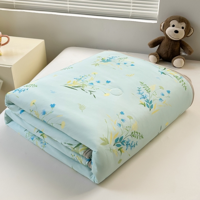 91家纺网 家纺一手货源 找家纺 观月轩家纺 2025新款亲肤舒适凉感丝夏被夏凉被空调被 仙草-蓝