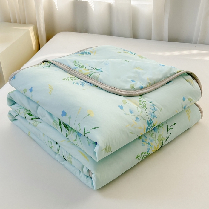 观月轩家纺 2025新款亲肤舒适凉感丝夏被夏凉被空调被 仙草-蓝